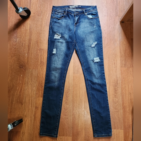 REVAMPED distressed blue denim size large - Picture 1 of 4